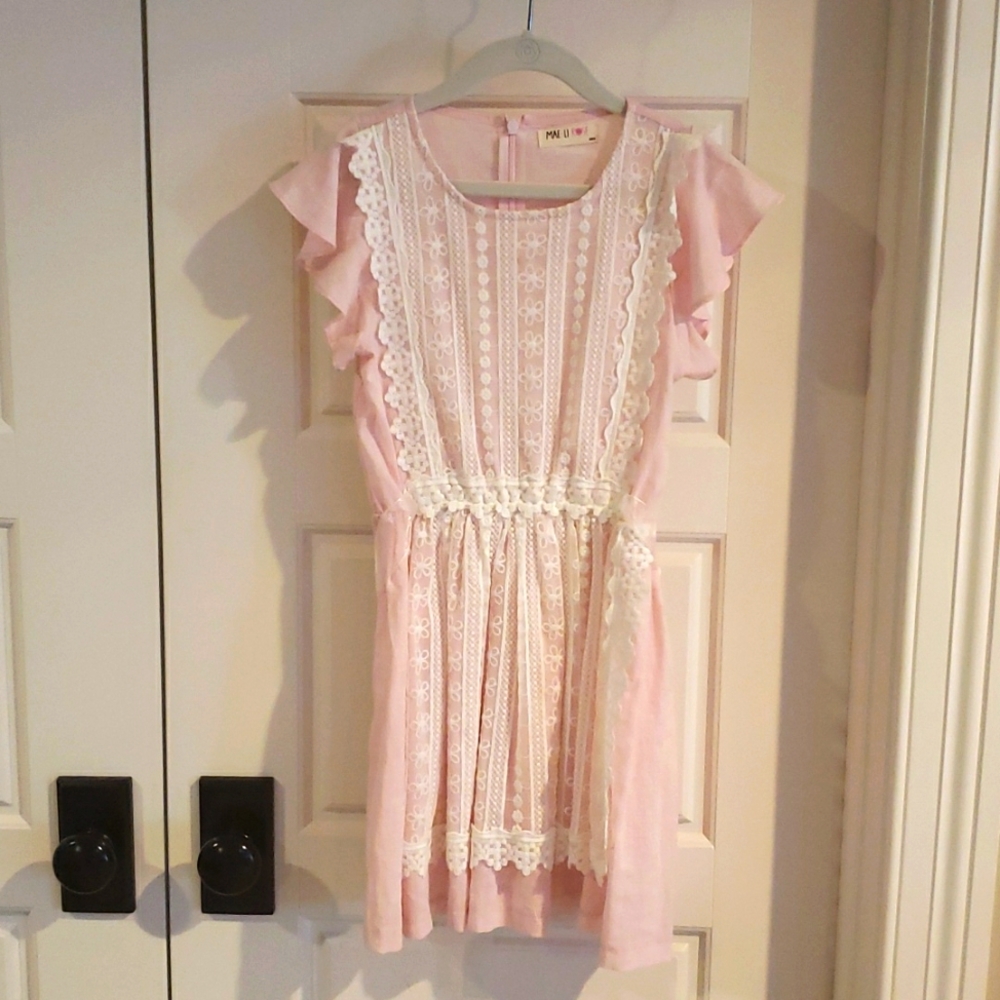 Girls Mae-Li Rose Cotton and Lace Dress